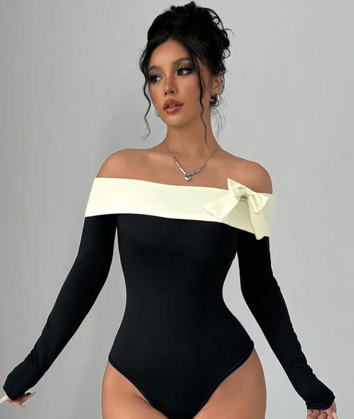 Body Elegante para Mujer con Lazo y Hombros Descubiertos