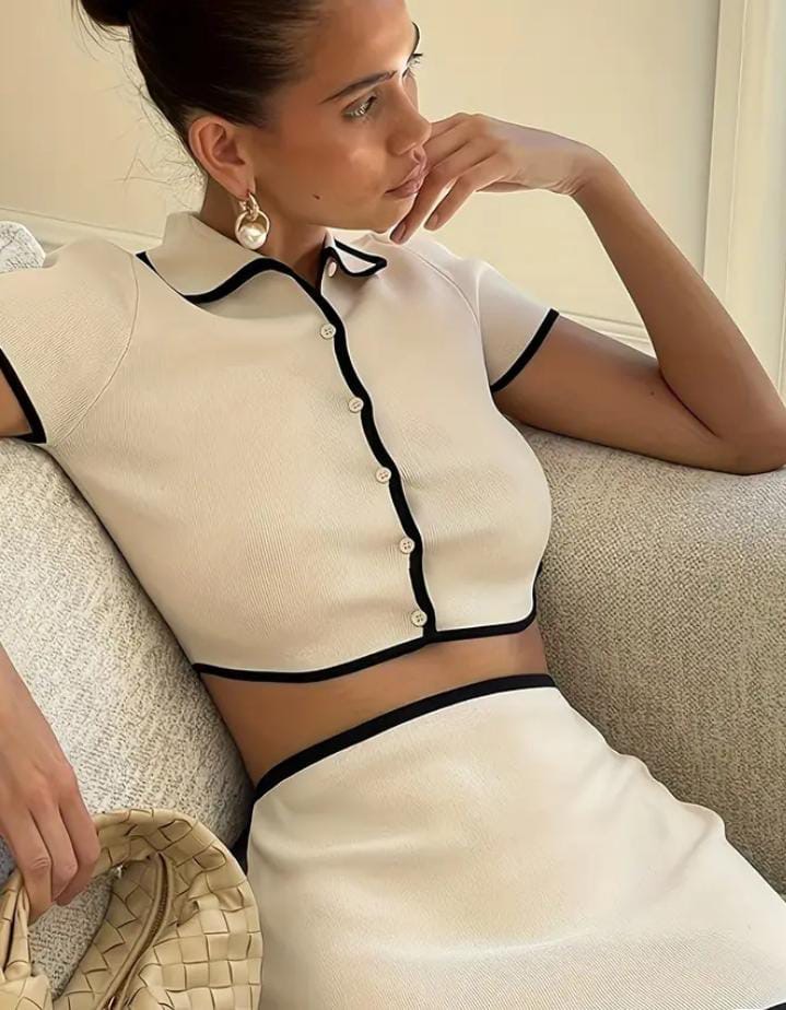 Conjunto de falda de punto de poliéster