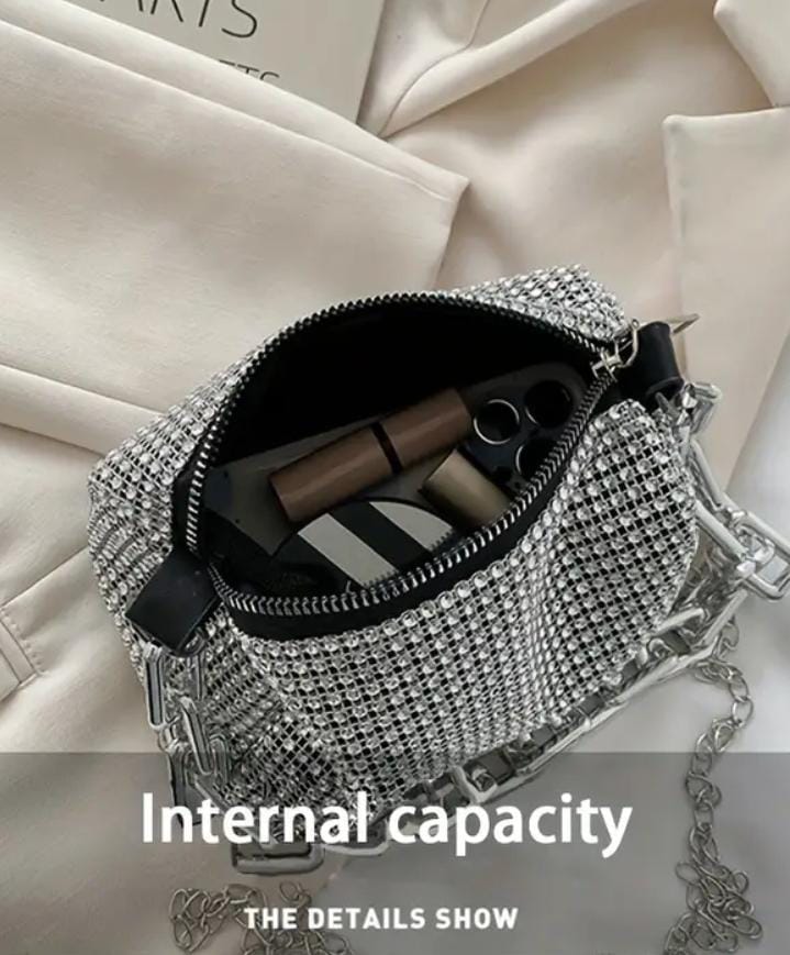 Mini Bolso De Hombro Con Diamantes