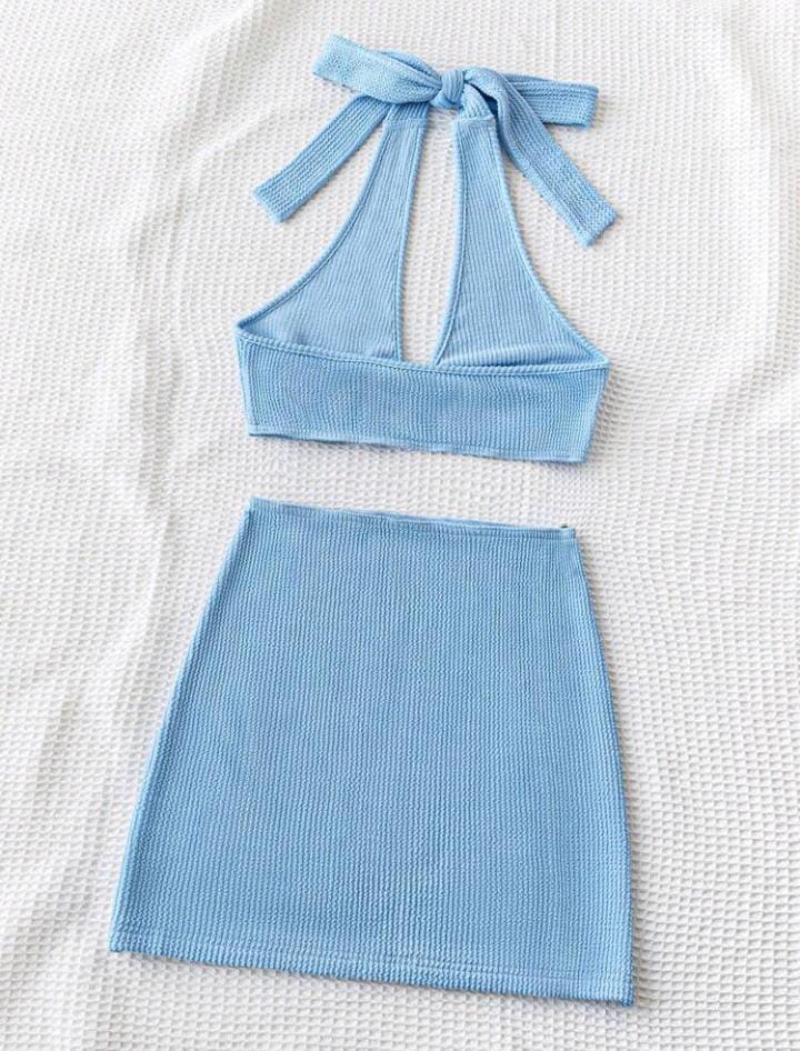 Conjunto de falda y top azul