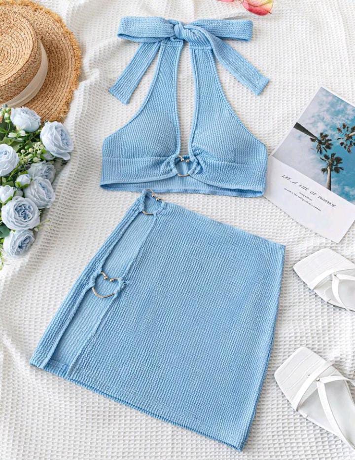 Conjunto de falda y top azul
