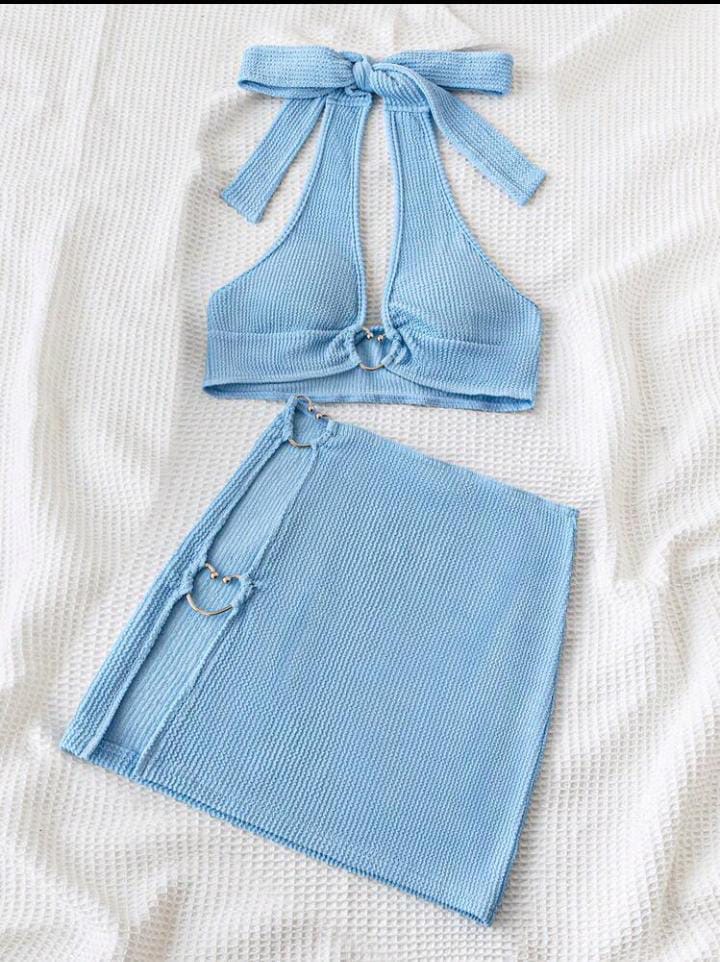 Conjunto de falda y top azul