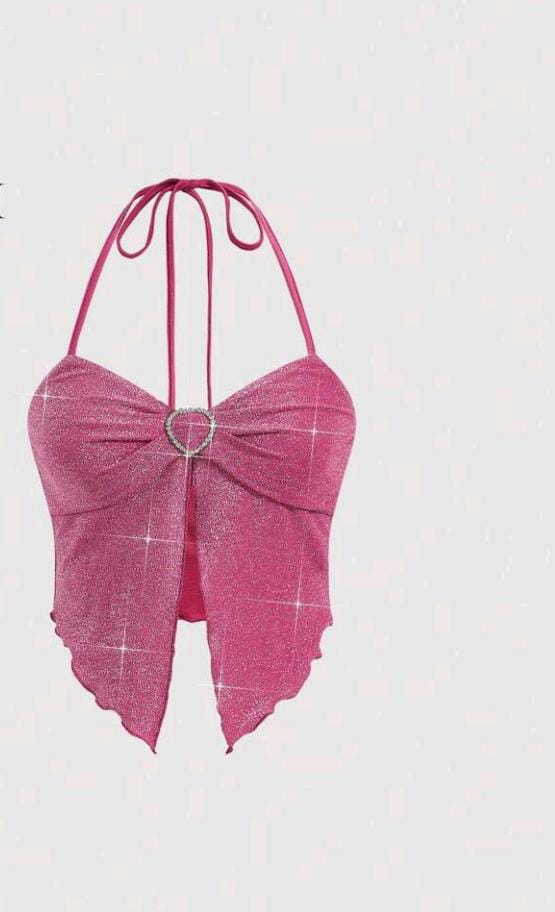 Top halter rosa con brillantina