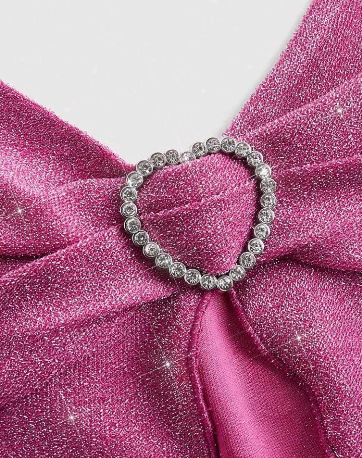 Top halter rosa con brillantina