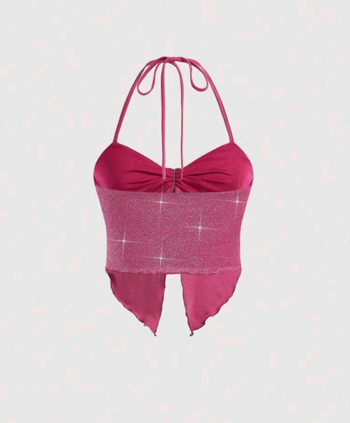 Top halter rosa con brillantina
