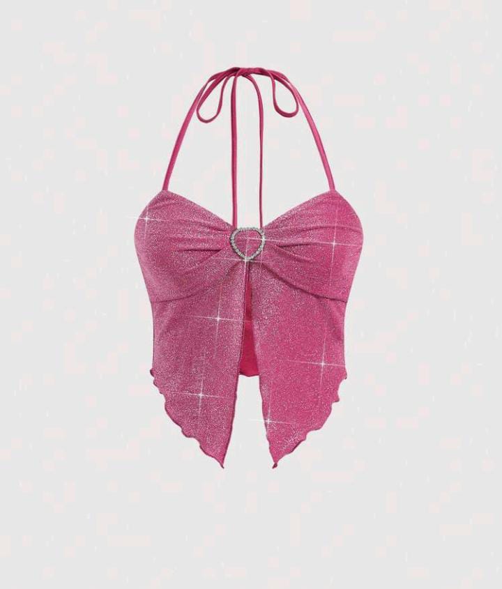 Top halter rosa con brillantina