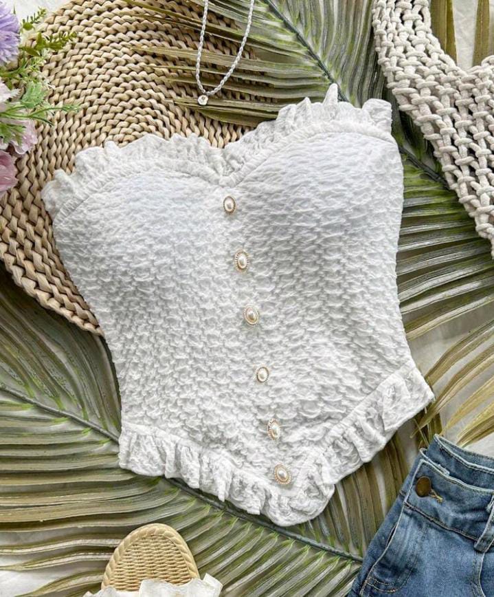 Crop top sin mangas de punto