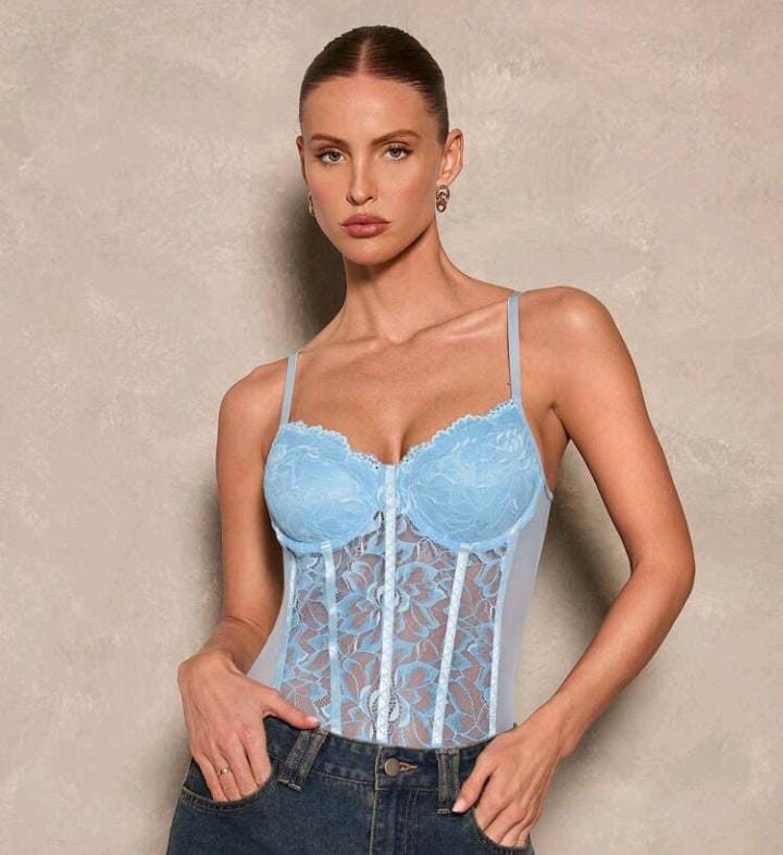 Body de encaje azul