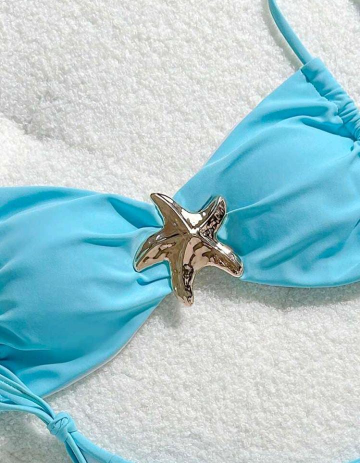 Bikini azul con estrella de mar