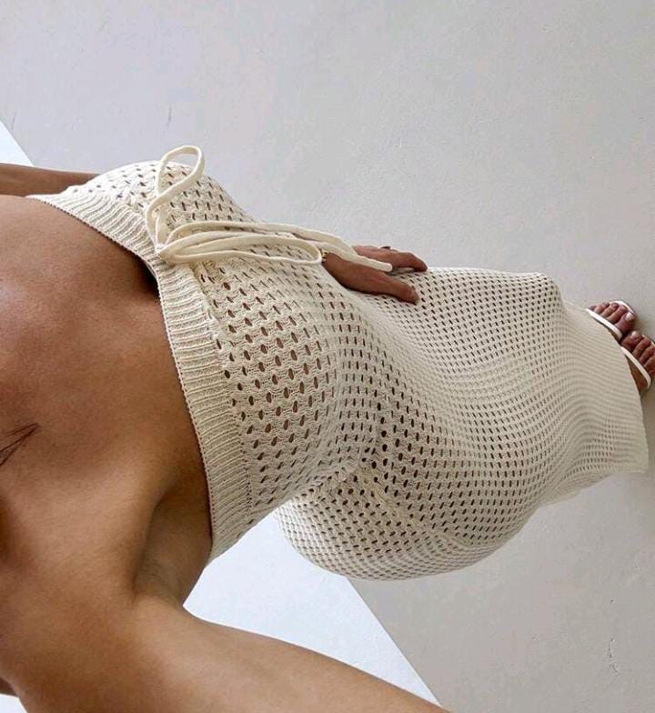 Vestido tubo de encaje blanco