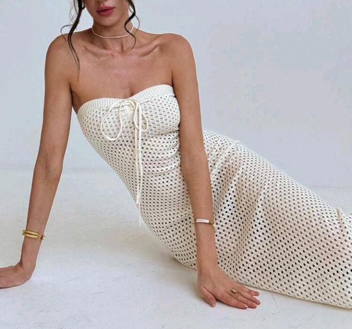 Vestido tubo de encaje blanco