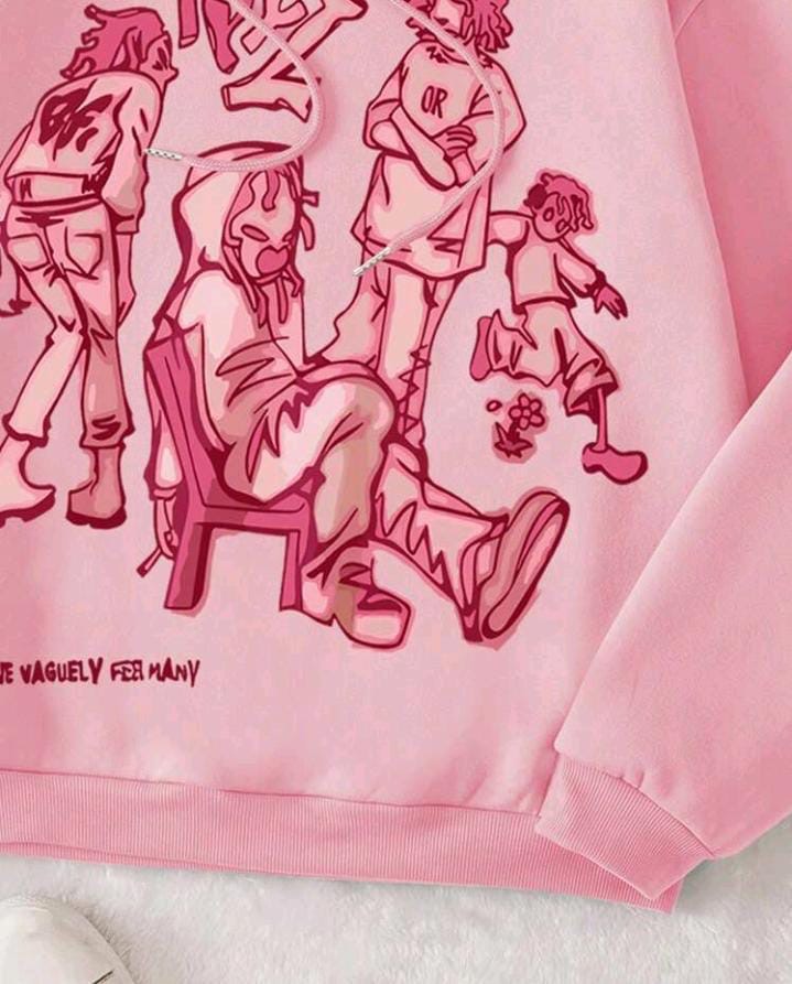 Sudadera rosa con diseño gráfico