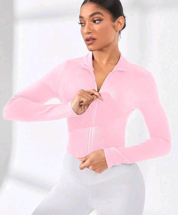Sudadera rosa con cremallera