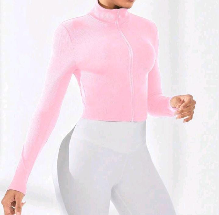 Sudadera rosa con cremallera