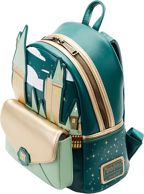 Loungefly Mini mochila Harry Potter Golden Hogwarts, Verde, Standard