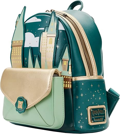 Loungefly Mini mochila Harry Potter Golden Hogwarts, Verde, Standard