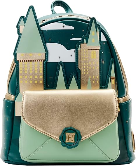 Loungefly Mini mochila Harry Potter Golden Hogwarts, Verde, Standard
