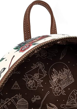 Loungefly Harry Potter Tattoo Art Cream Color Womens Double Strap Shoulder Bag Purse