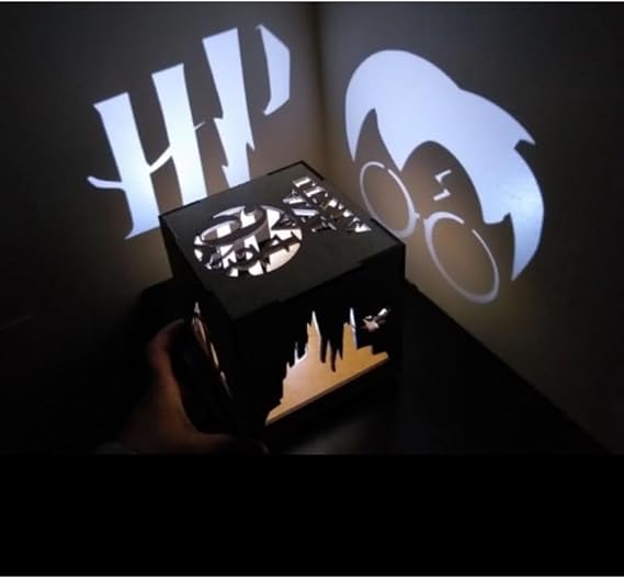 Luminária Decoração Harry_Potter, Cubo Que Reflete Na Parede De Mesa Em Mdf Decoração de Quarto