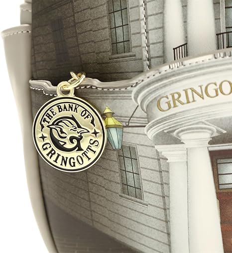 Loungefly Bolsa de ombro Harry Potter Gringotts Bank and Dragon com alça dupla, Multi, One Size, Bolsa de ombro