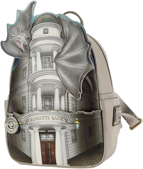 Loungefly Bolsa de ombro Harry Potter Gringotts Bank and Dragon com alça dupla, Multi, One Size, Bolsa de ombro