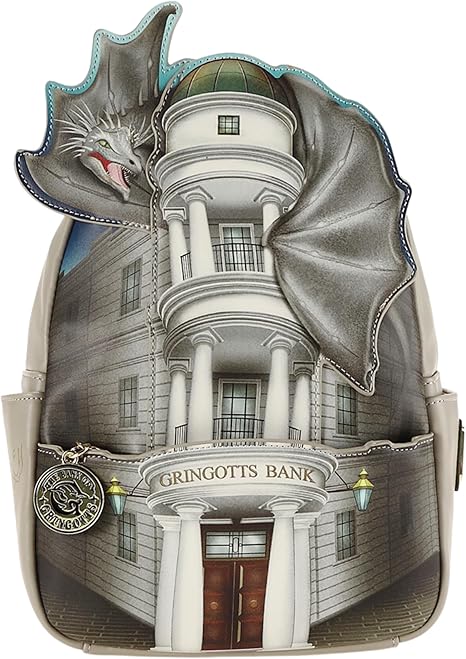 Loungefly Bolsa de ombro Harry Potter Gringotts Bank and Dragon com alça dupla, Multi, One Size, Bolsa de ombro