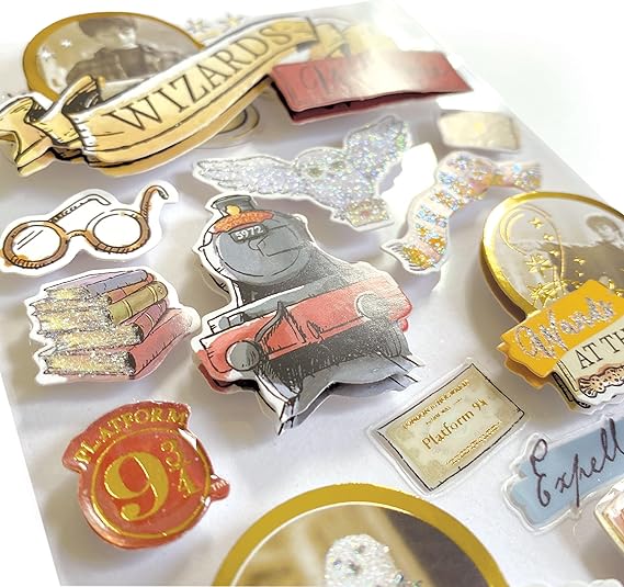 Paper House Productions Folha de adesivos de scrapbook 3D recortados Harry Potter - ícones de aquarela