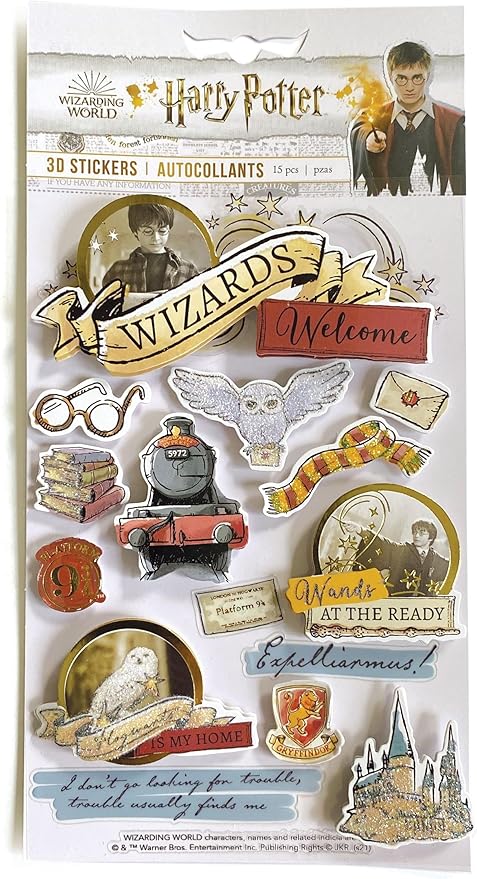 Paper House Productions Folha de adesivos de scrapbook 3D recortados Harry Potter - ícones de aquarela