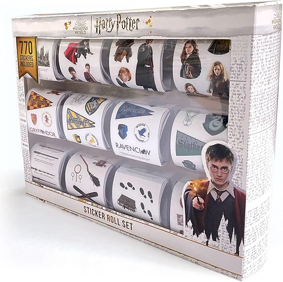 Paper House Productions Harry Potter Caixa de rolo de adesivos oficialmente licenciada de 770 peças - casas, personagens, adesivos de planejador e mais!