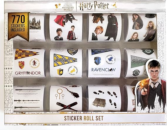 Paper House Productions Harry Potter Caixa de rolo de adesivos oficialmente licenciada de 770 peças - casas, personagens, adesivos de planejador e mais!