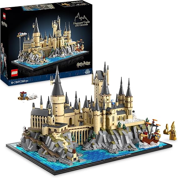 LEGO 76419 Harry Potter Castelo e Terreno de Hogwarts, locais comemorativos: Torre de astronomia, sala de jantar, câmara dos segredos, mochila de exposição para fãs adultos