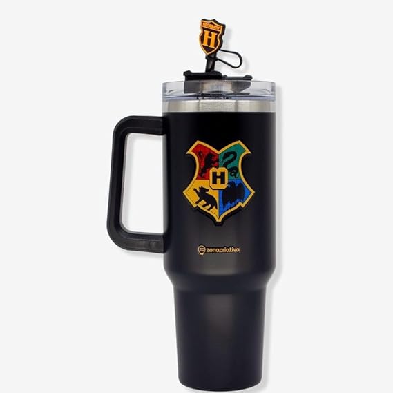 Canecão Tumbler 1,15l Hogwarts Hp Inox Com Canudo E Pingente Zona Criativa