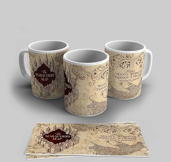 Caneca Magica Harry Potter Mapa Do Maroto 325 Ml De Porcelana Com Caixinha