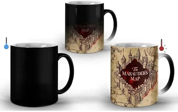 Caneca Magica Harry Potter Mapa Do Maroto 325 Ml De Porcelana Com Caixinha