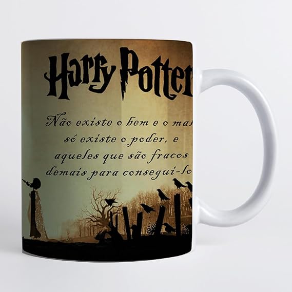 Caneca Harry Potter - Relíquias da Morte com Citação - Cerâmica 325ml