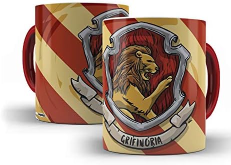 GeekMania Caneca Grifinoria - Harry Potter, Cerâmica, Cilíndrico, 325 Milliliters, Xícara Temática de Harry Potter
