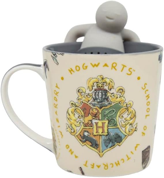 Caneca Porcelana Com Infusor Hogwarts Harry Potter 350ml