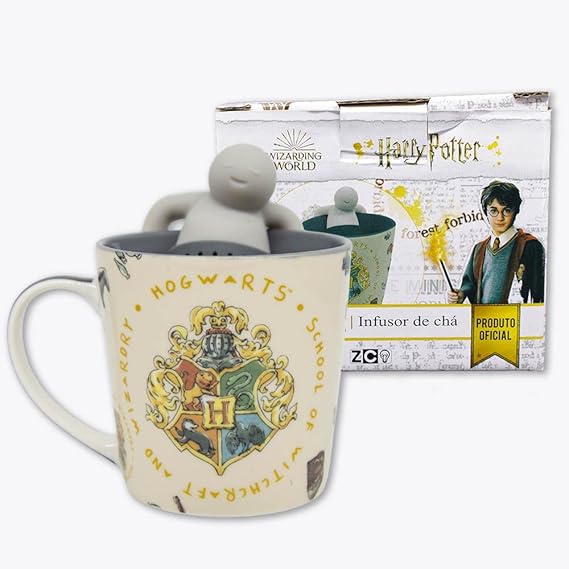 Caneca Porcelana Com Infusor Hogwarts Harry Potter 350ml