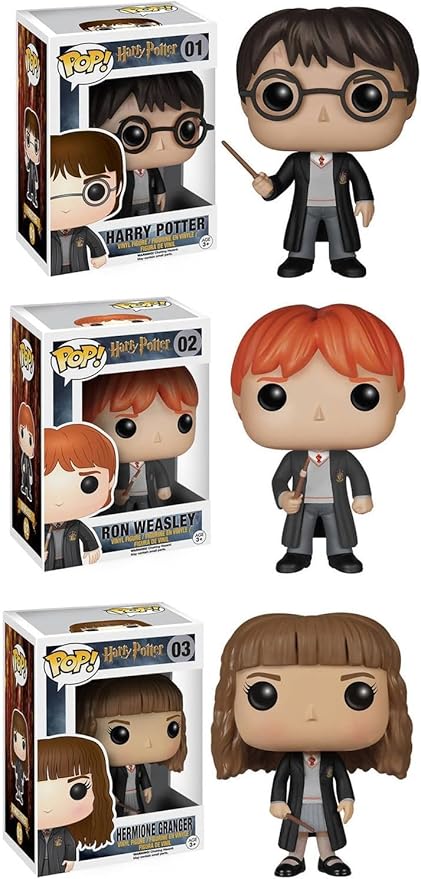 Kit Boneco Pop Funko Harry Potter + Ron Weasley + Hermione Granger