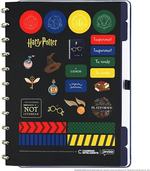 Caderno Inteligente, Grande, Harry Potter Azul, 200x275 mm, 80 Folhas off white