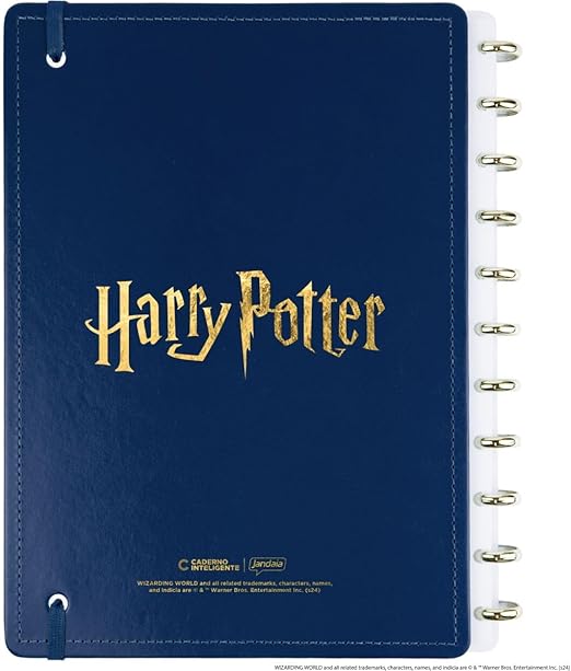 Caderno Inteligente, Grande, Harry Potter Azul, 200x275 mm, 80 Folhas off white