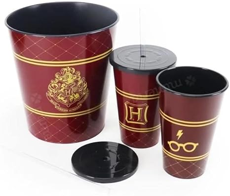Kit Almofada Porta Pipoca Harry Potter Hogwarts Plataforma 9 3/4