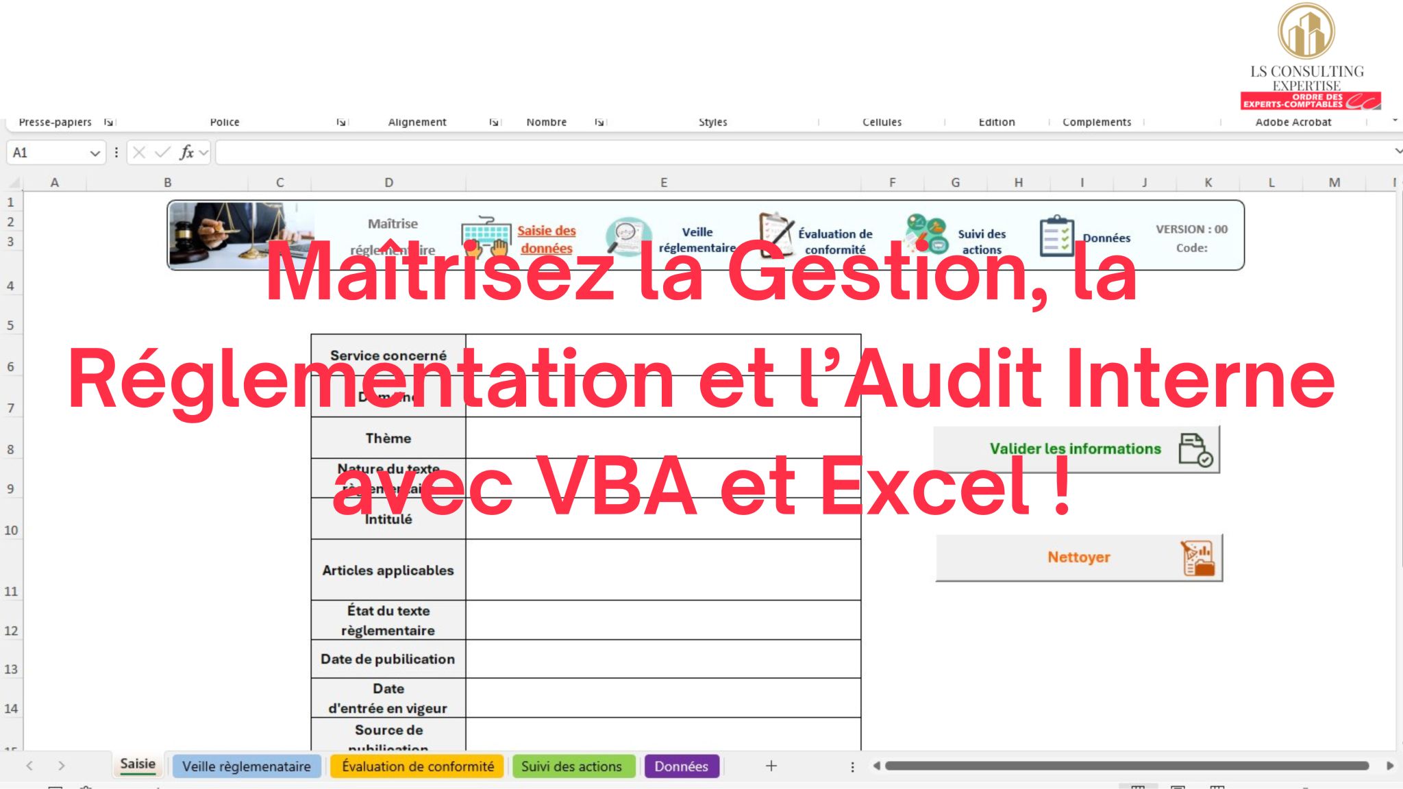  Fichier Gestion, Réglementation et Audit Interne avec VBA et Excel !