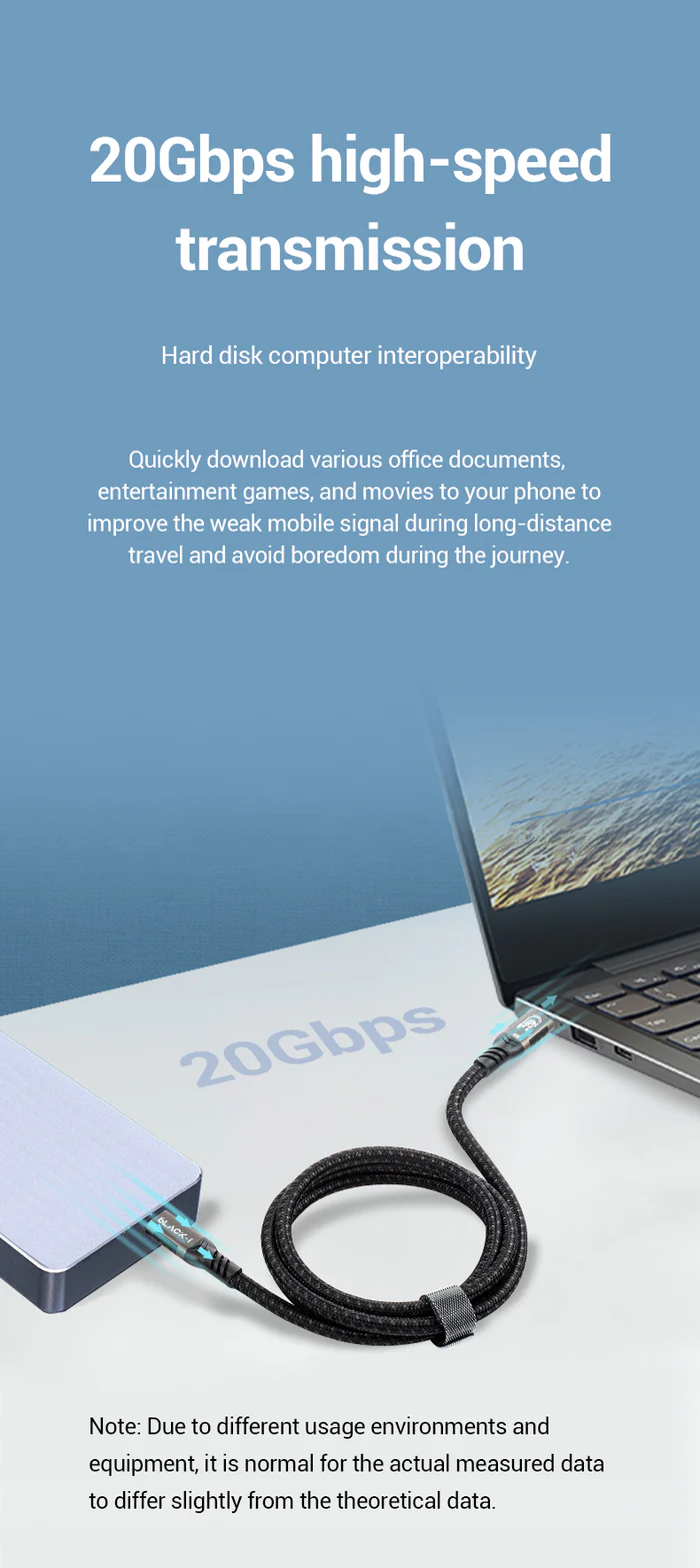 Black-i USB-C 4K Cable - 1.5 Meter Length with 20 Gbps