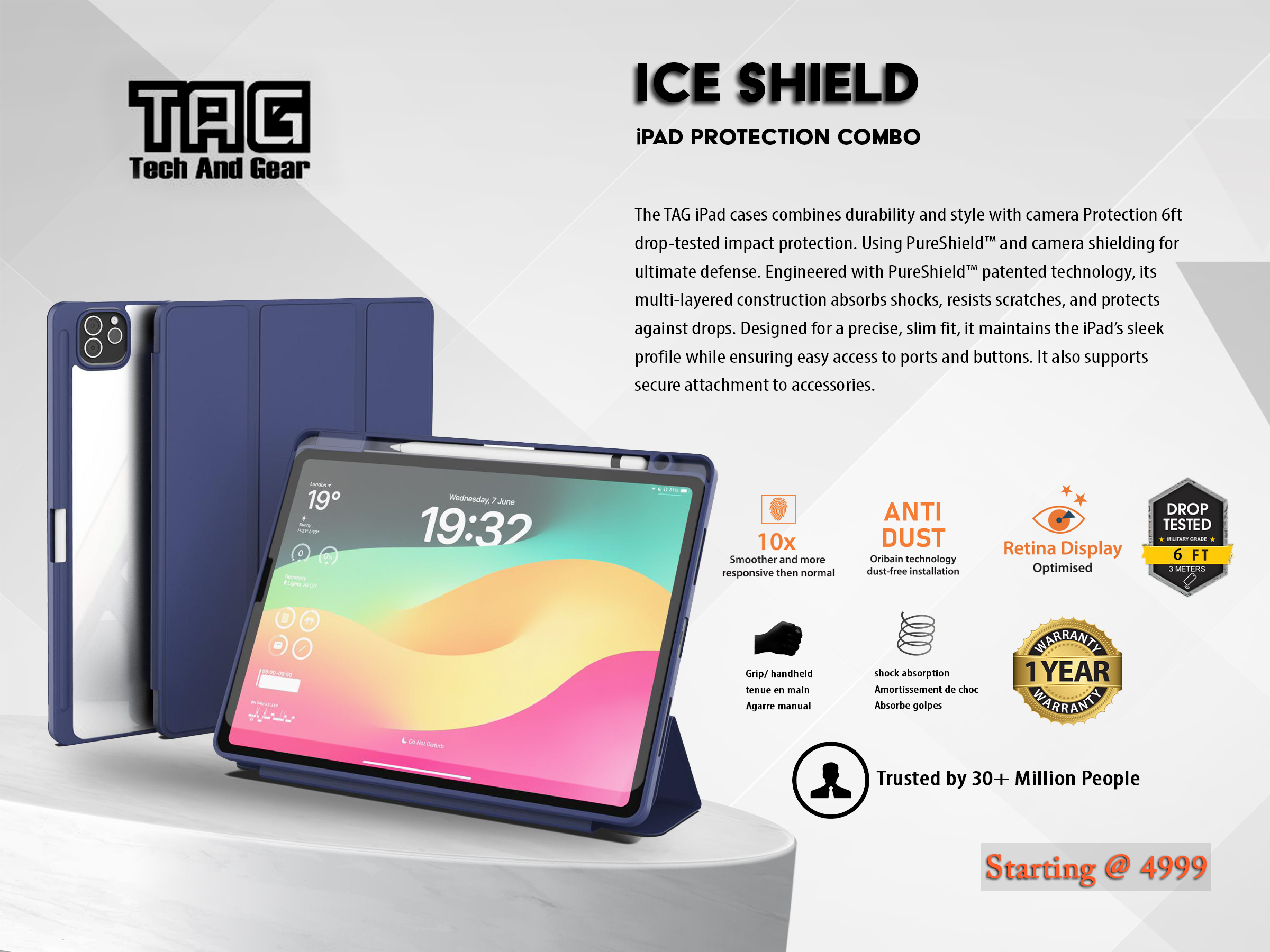 TAG-I PAD COMBO AIR/13 2024 TEMPERED GLASS AND CASE-BLACK | BLUE