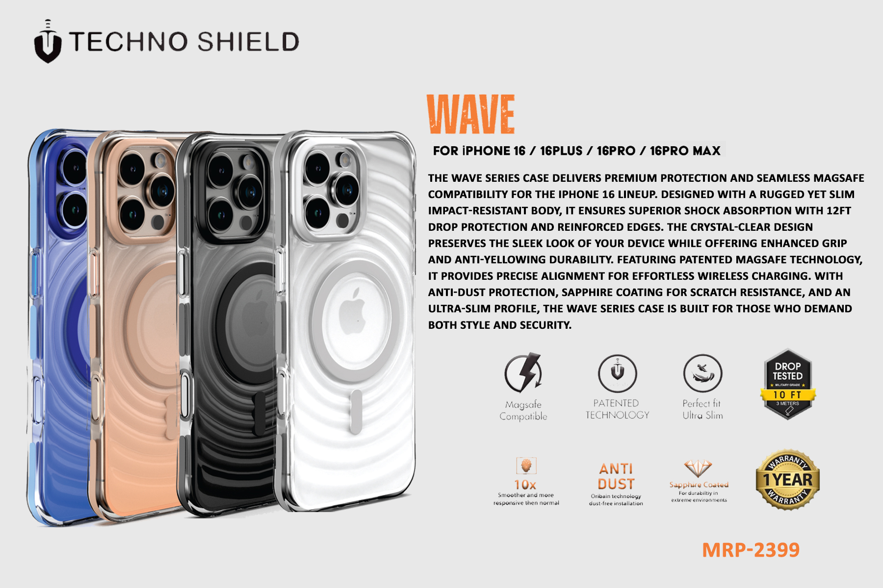 Techno Shield WAVE Premium MagSafe Case for iPhone 16 Series