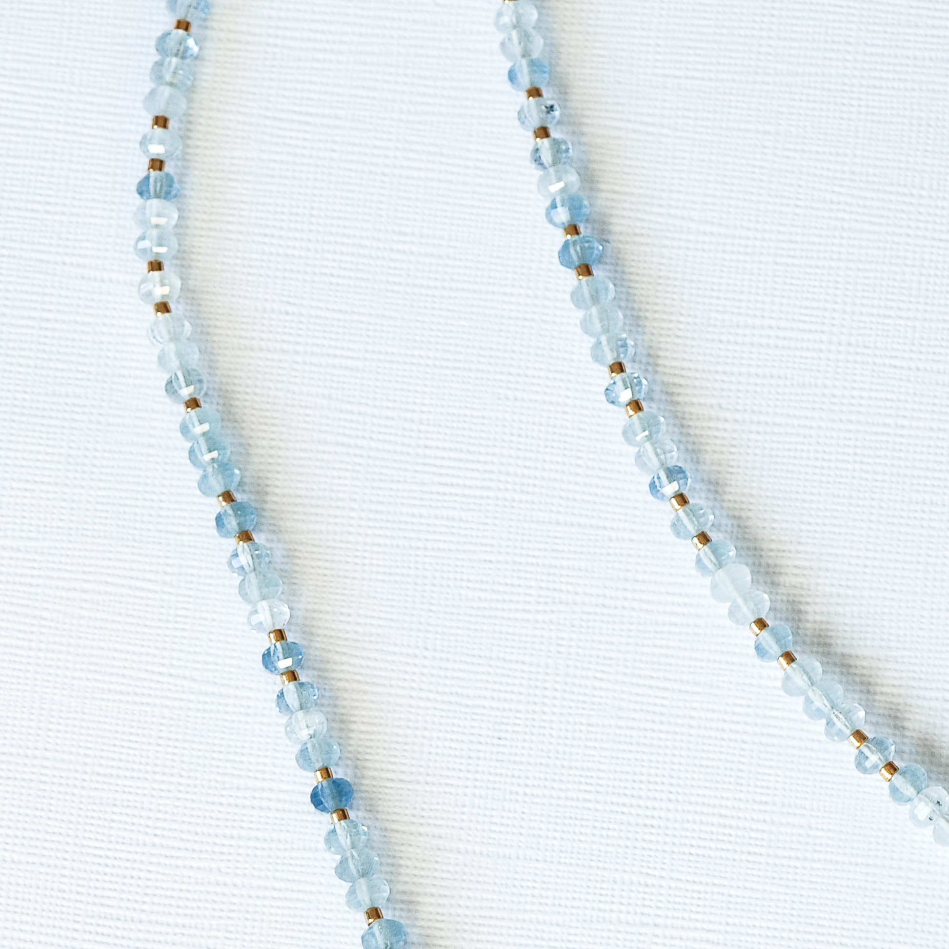 Lantern Cut Aquamarine Necklace – Gold Miyuki Beads & Gold-Filled Clasp