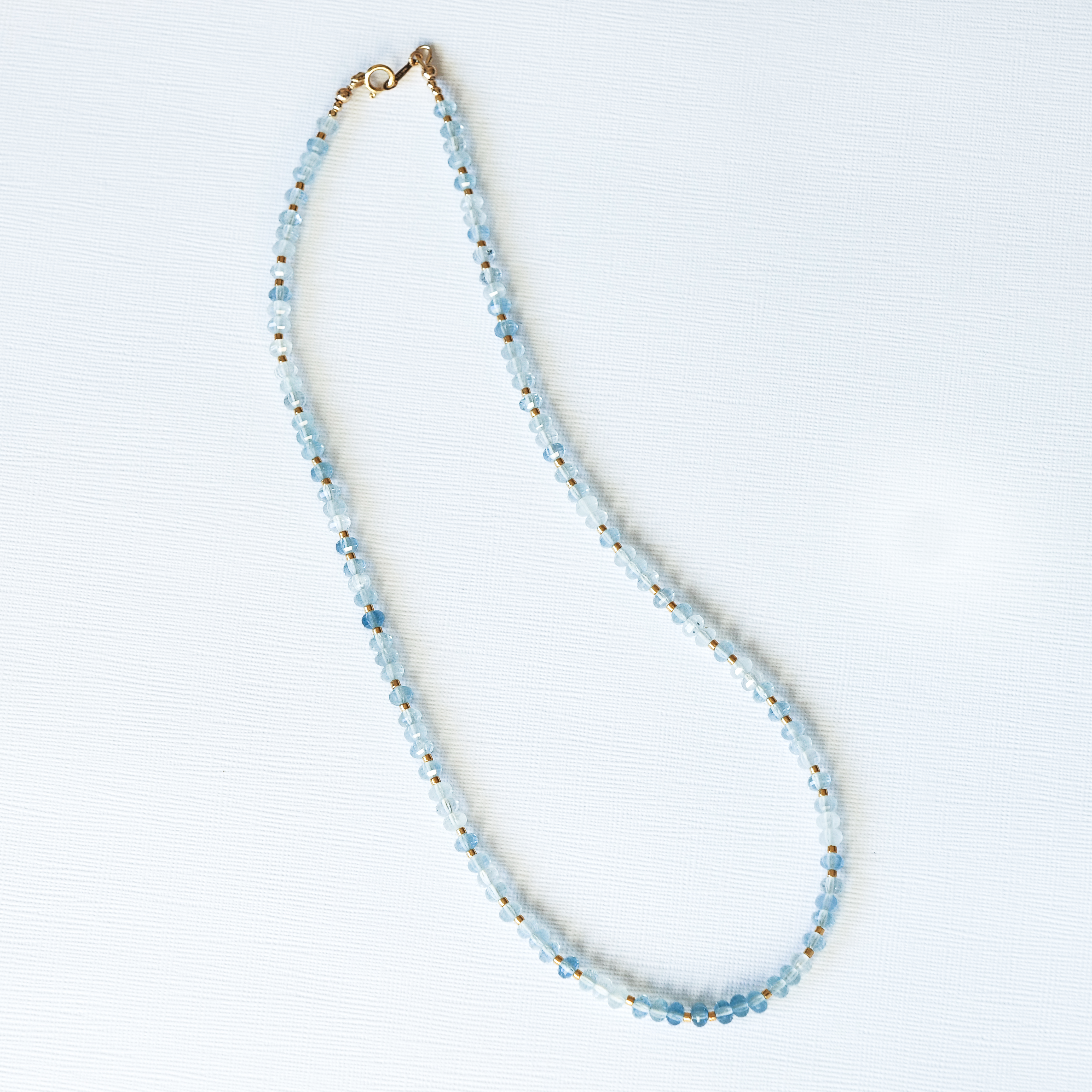 Lantern Cut Aquamarine Necklace – Gold Miyuki Beads & Gold-Filled Clasp