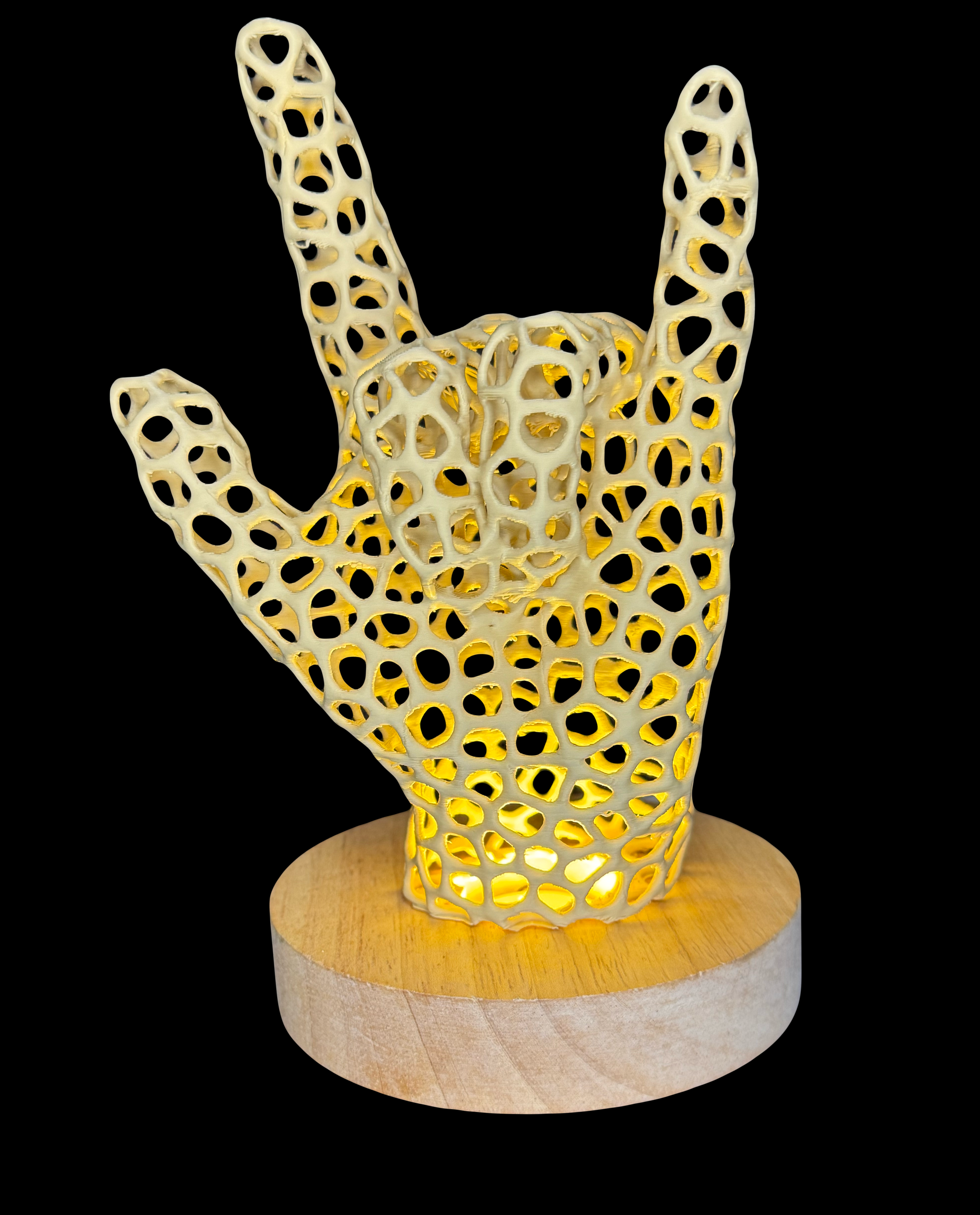 Custom 3D ILY Voronoi Style Hand  Lamp