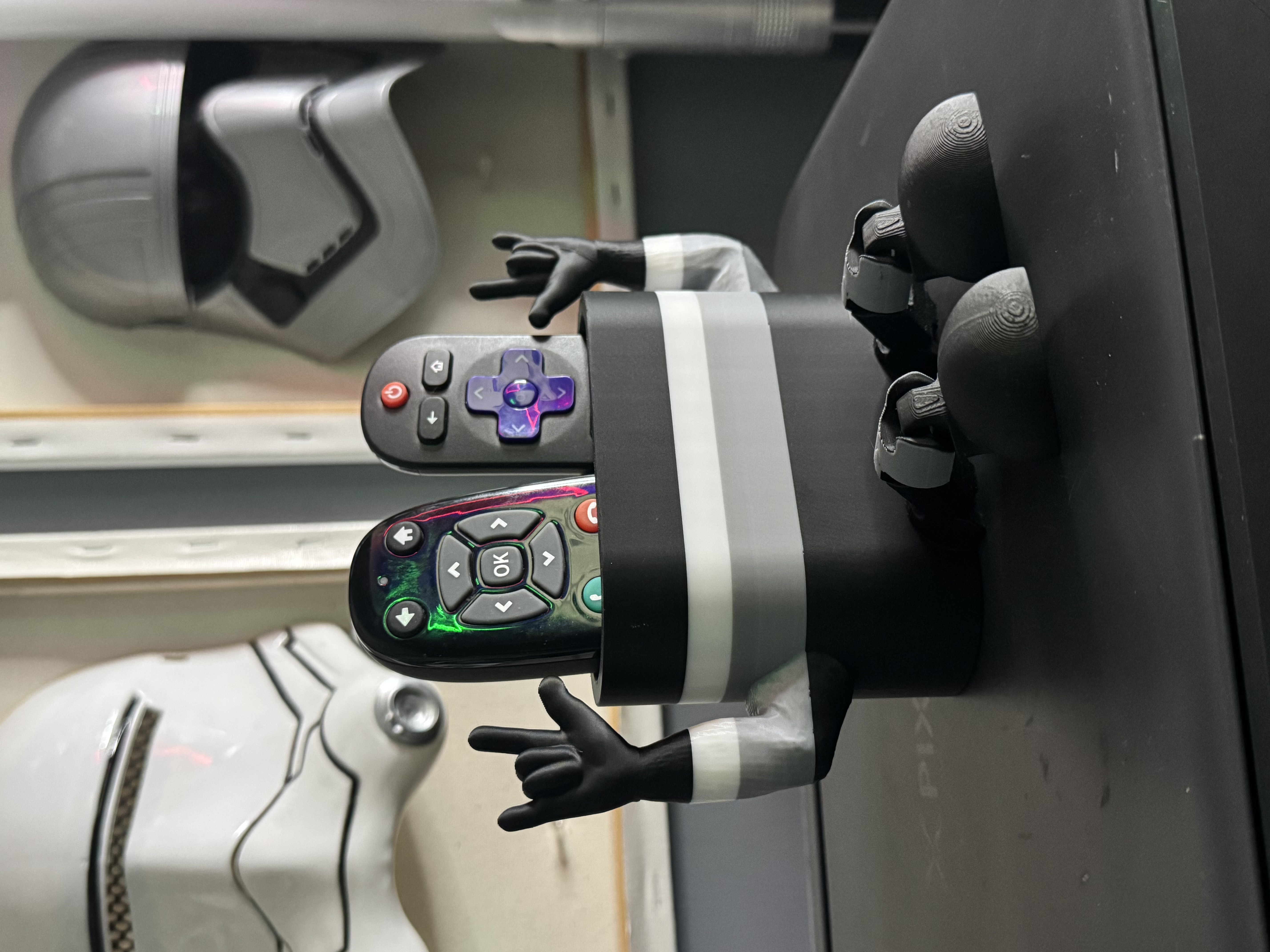 ASL Custom I Love you Muscle Arms Remote Control Holder with Moveable Legs